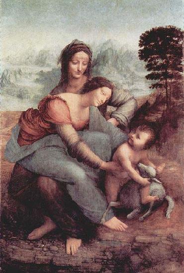 LEONARDO da Vinci Hl. Anna, Maria, Christuskind mit Lamm